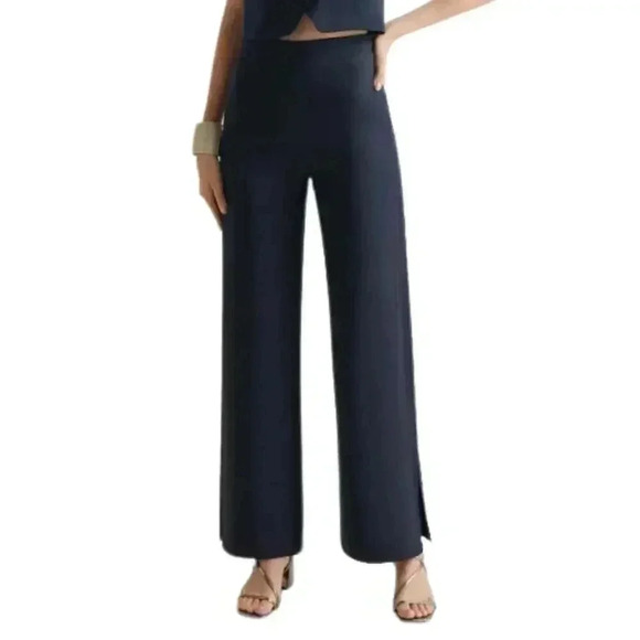 Mango Navy Straight Trousers with Opening Junior Teen Youth Medium Pants M NWT - Picture 1 of 6